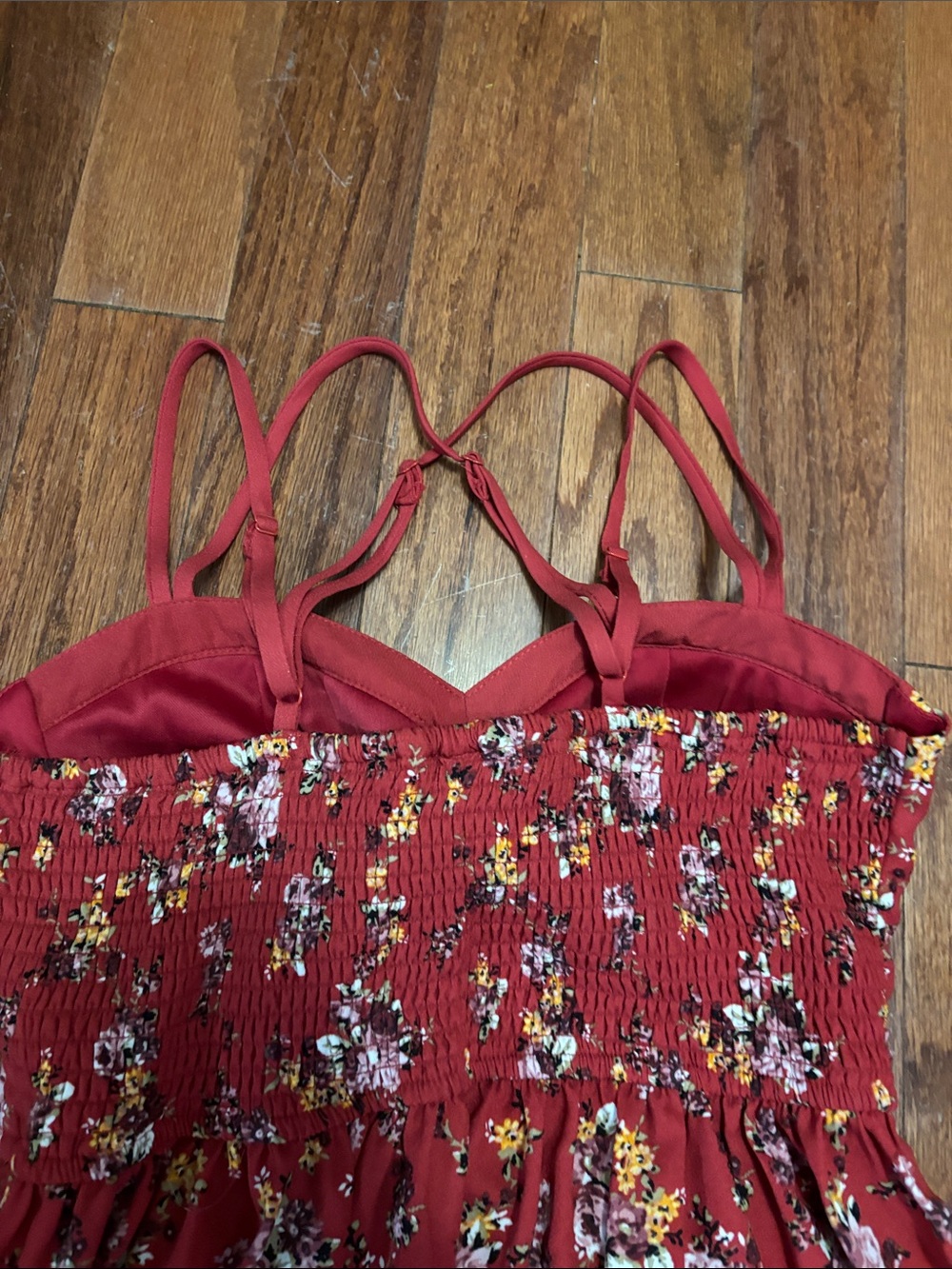 Xhilaration Red Floral Mini Dress with Strappy Back - Picture 8 of 8